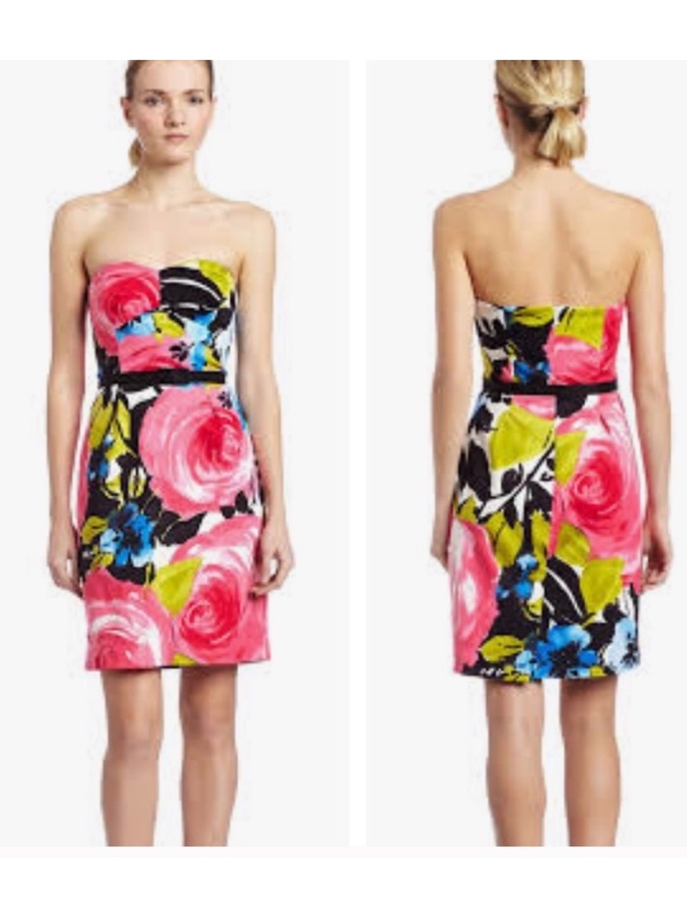 Trina Turk Bellevue Catalina Rose Floral Y2K Vintage Strapless Mini Dress Size 6